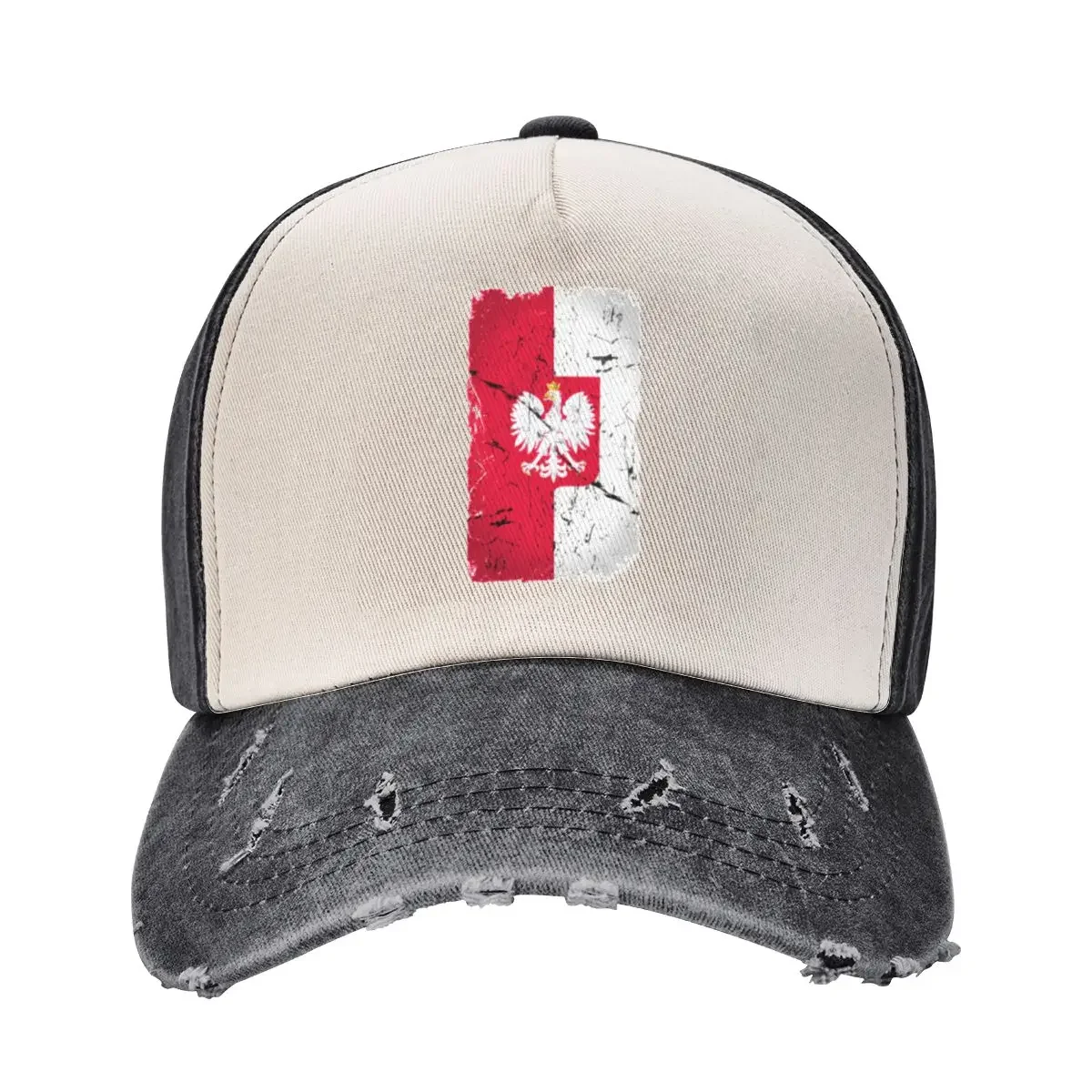 

Flag of Poland with polish eagle DistressedCap Baseball Cap tea Hat designer cap Vintage Wild Ball Hat Hats For Men Women's