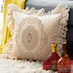 Quality Back Cushion Luxury Nordic Sofa Pillow Elegant Cushion Cover Without Core Car French Retro Lace Square Cushion Covers