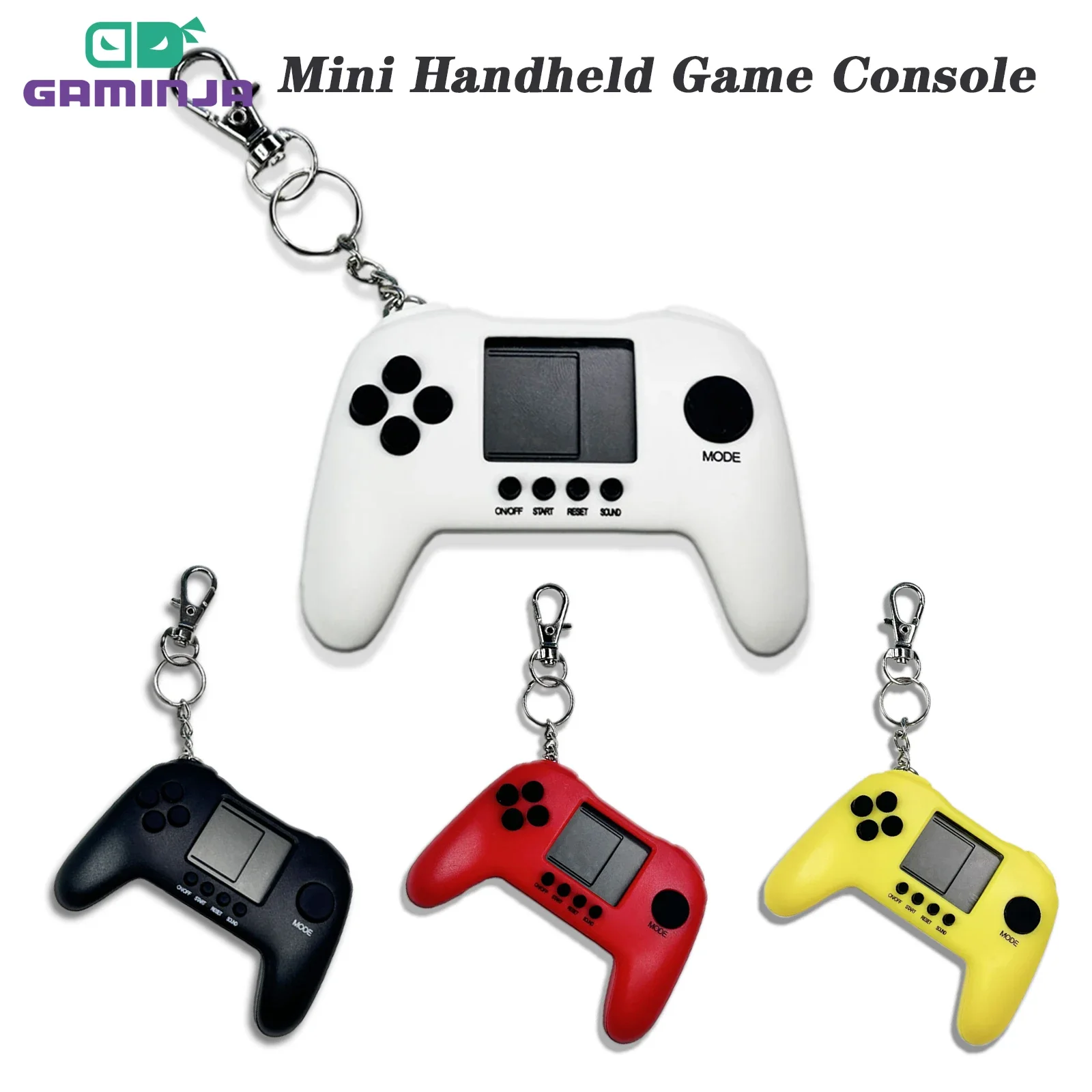 GAMINJA GC61 مشغلات الألعاب المحمولة الصغيرة آلة وحدة تحكم ألعاب الجيب المدمج في ألعاب الرجعية تستخدم لحامل حلقة سلسلة المفاتيح
