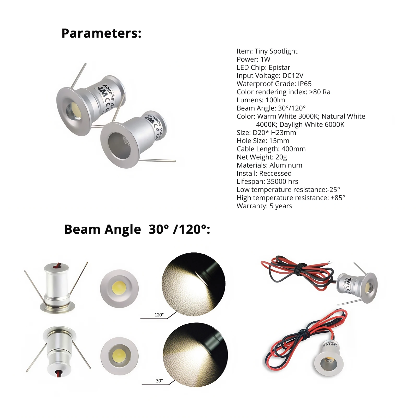 عكس الضوء البسيطة 12 فولت LED بقعة راحة النازل DIY بها بنفسك المنزل ضوء السقف خزانة ساونا غرفة البخار سيارة قارب الإضاءة #4