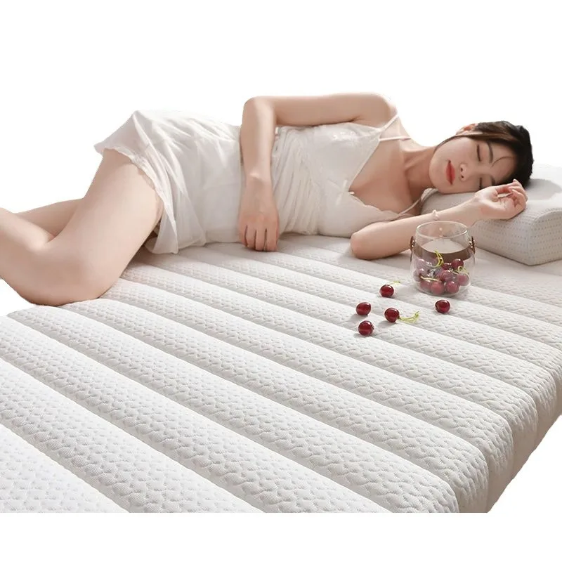 مرتبة سميكة من ألياف اللاتكس المضغوطة من القطن الناعم وسادة سرير مزدوجة مقاس واحد قابلة للتنفس للمنزل