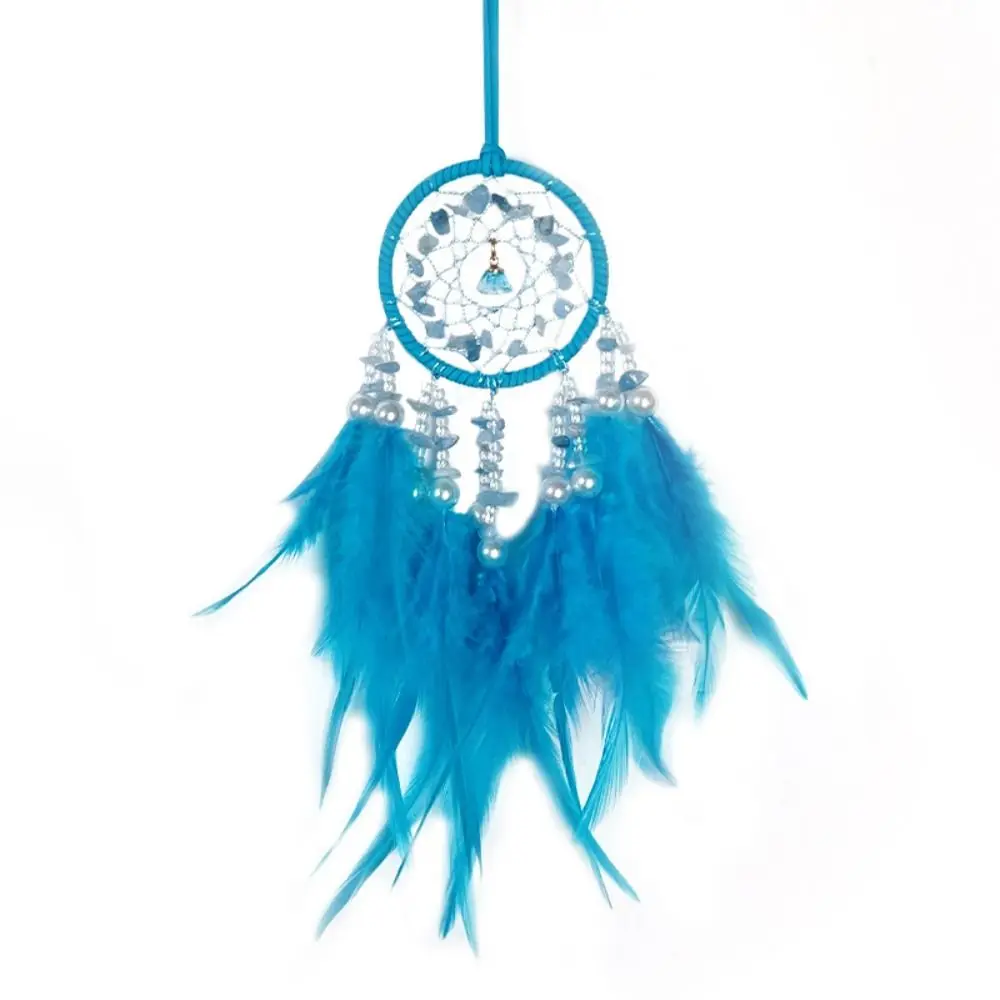 Hand Knitting Dream Catching Wind Chimes Car Pendant Delicate Tassel Catching Pendant Decoration Feathers and Iron Ring