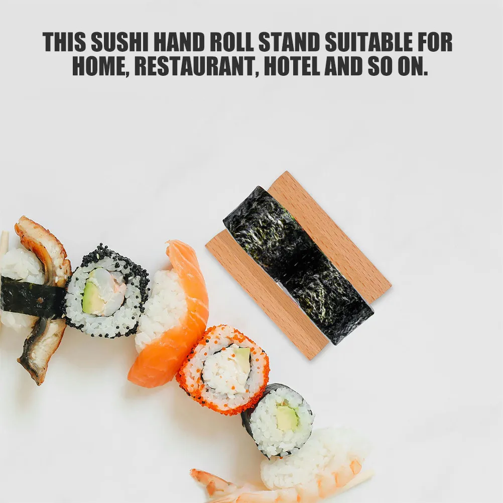 

2Pcs Wooden Sushi Rack Sushi Holder Hand Roll Stand Lightweight Japanese Style Family Restaurant Party Serving Tray Food Display