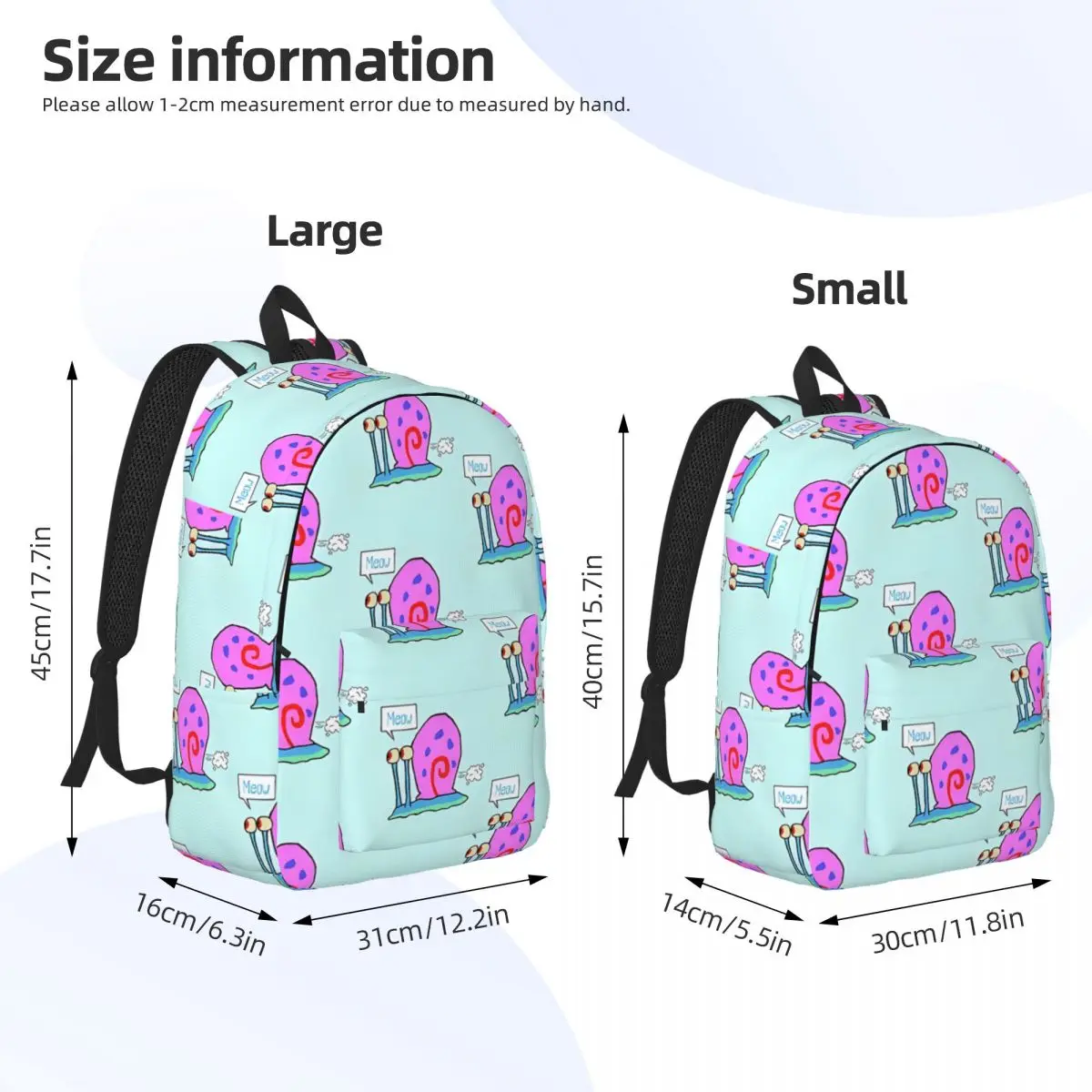 Birthday Gift Gary Retro Washable Daypack SpongeBob Portable For Boy Girl Laptop Bag Journey