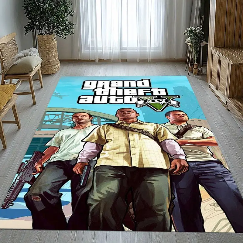 Classic G-GTA Game Cartoon Living Room Non-Slip Area Rug Soft Carpet for Bedroom  Playroom Sofa,Home Decor Doormat Kids Gift
