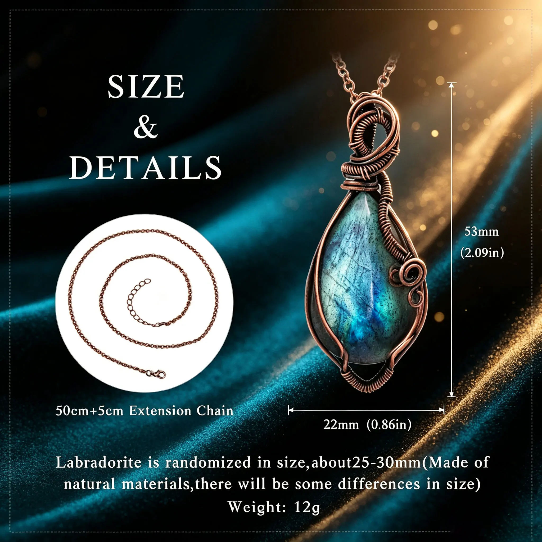 Handmade Copper Wire Wrapped Labradorite Gemstone Pendant Necklace Is Perfect For Spiritual Connection And Intuition For Women