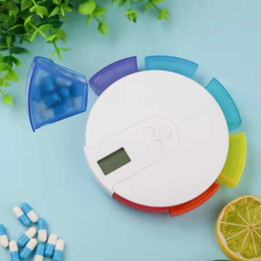 7-Day Electronic Pill Dispenser Pill Storage Box with Alarm Clock Lightweight and Easy To Carry Round Electronic Smart Pill Box