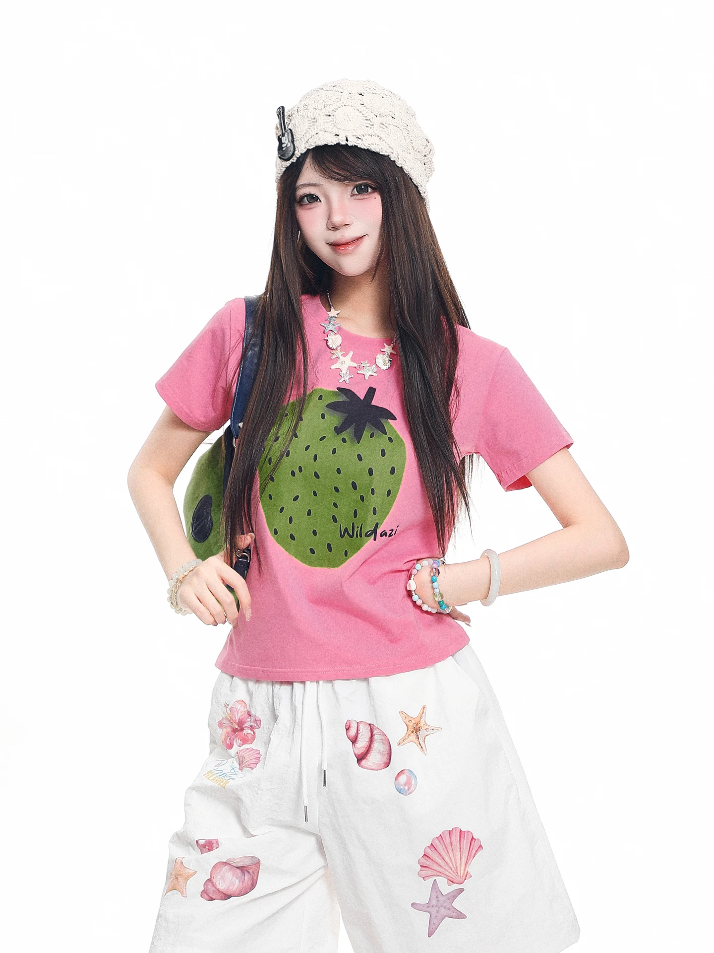 Dopamine Fruit Print Short Sleeve T-Shirt Women's Summer Beautiful Anti-Aging Casual Slimming Super Good Looking Short Top