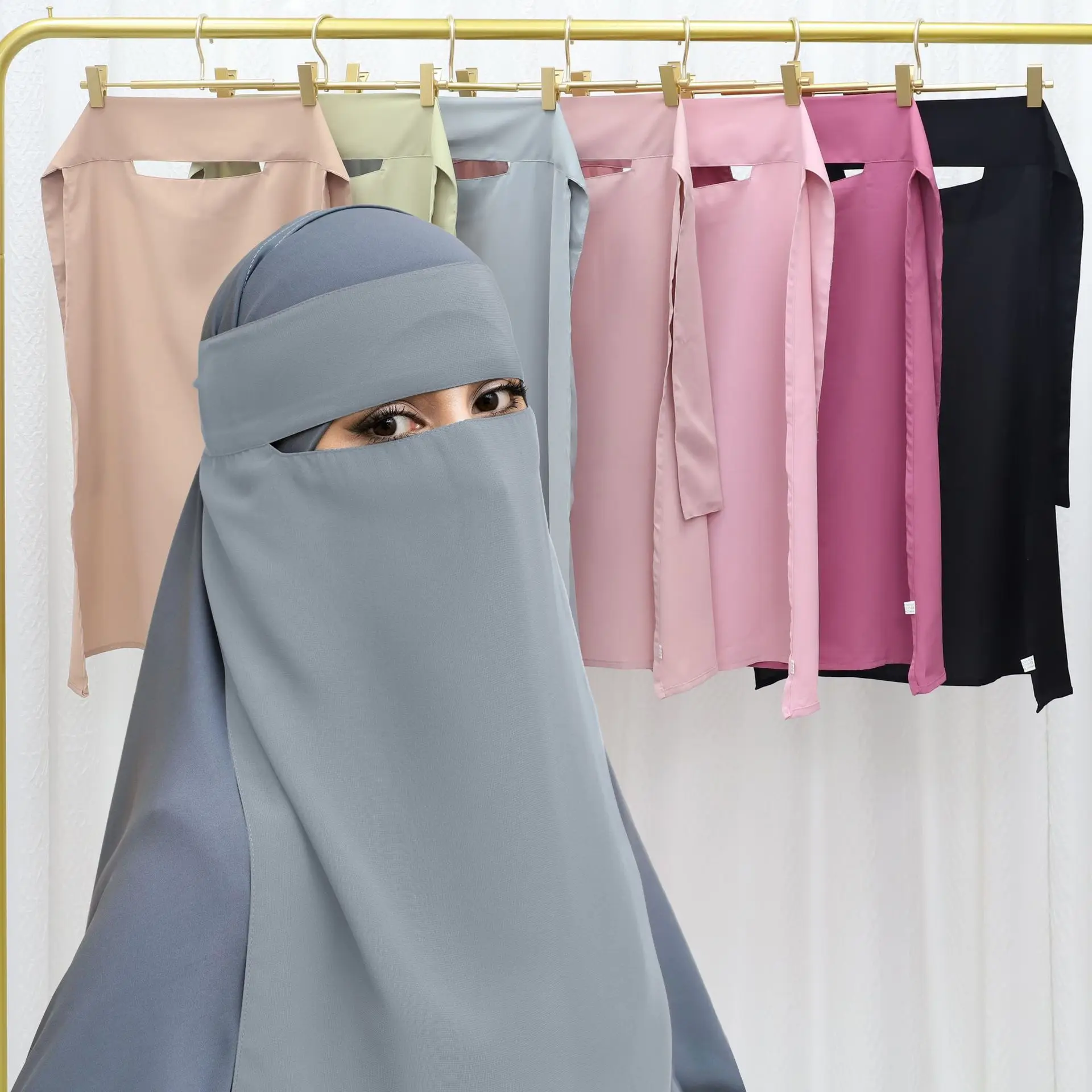 Niqab High Quality Nida Single Layer Ramadan Islamic Clothing EID Prayer Muslim Modest Women Hijab Khimar Veil Niqab Solid Color