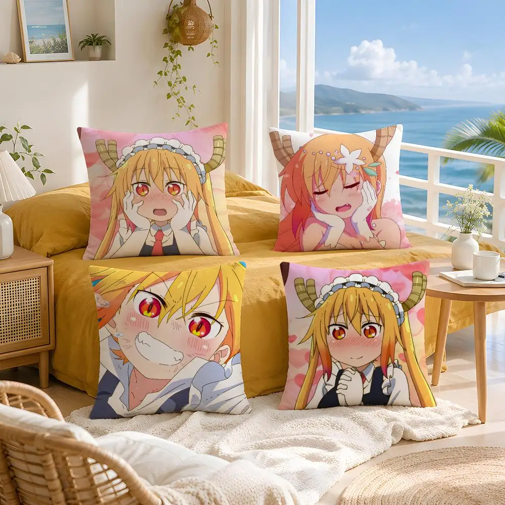 Miss Kobayashi's Dragon Maid Cushion Cover Throw Pillow Short Plush Fresh Natural Cushion for Living Room Sofa Ornament Gift