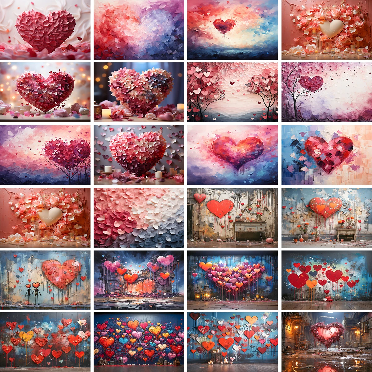 

Valentine's Day Red Heart Photography Backdrop Child Baby Girls Photocall Decors Graffiti Wall Adult Studio Backgrunds