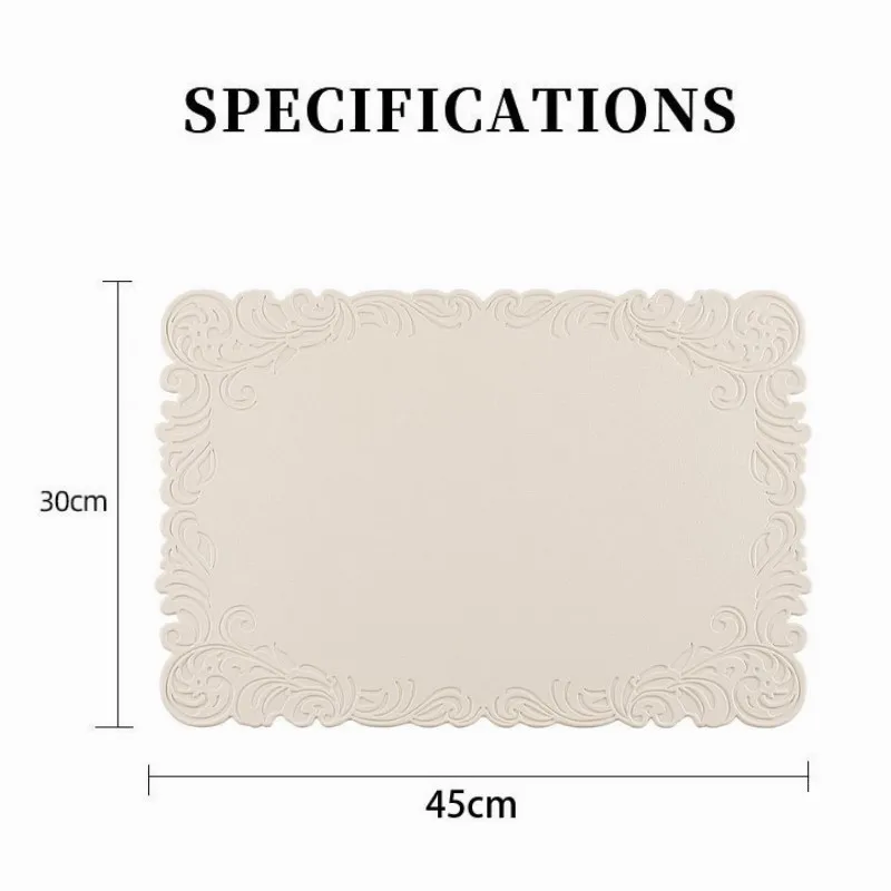 1/4/6PCS 30x45cm Cream Placemats Embossed Shaped Square Faux Leather Table Mats Pad Kitchen Accessories Outdoor Indoor Place Mat