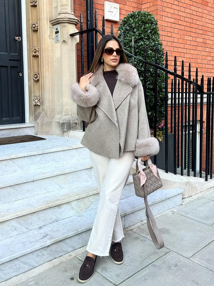    Mode namaakbont overjas dames turn-down kraag volledige mouw verborgen knop warme jas 2025, herfst winter nieuwe dame outwears