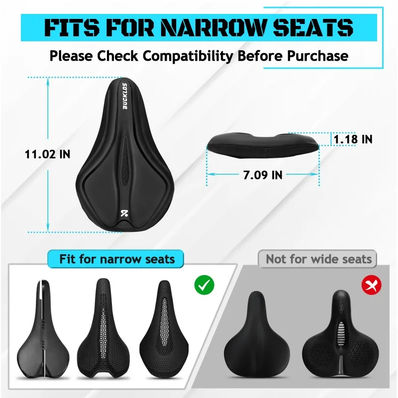 BUCKLOS Bike Seat Cover PU Leather Gel Padded Cushion Cover Breathable Thickened Anti-slip Groove Seat Cover Bike Accessories view 2