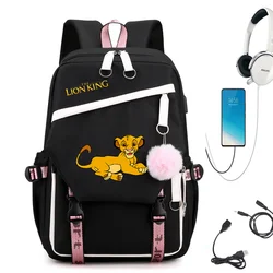 Disney The Lion King borsa da scuola per studenti Unisex zaino di ricarica USB borsa da viaggio per Laptop borsa da viaggio per Laptop