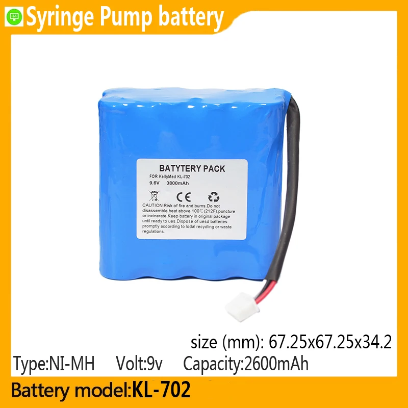 

KL-702 capacity 3800mAh 9.6v NI-MH battery, suitable for KL-702,Syringe Pump