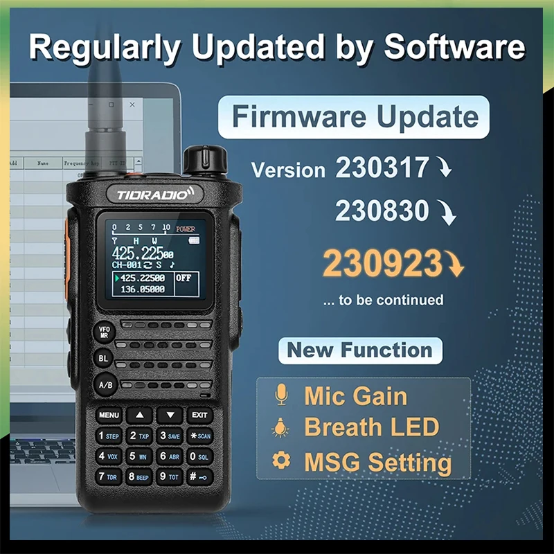 TIDRADIO TD-H8 Professional Walkie Talkie 10W Programming On Phone Update Firmware Dual Band VHF UHF USB-C Two Way Ham Radio New