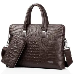 2023 neue Luxus Alligator Leder Business Herren Aktentasche männliche Aktentasche Umhängetasche Männer Messenger Laptop Computer Tasche 2St