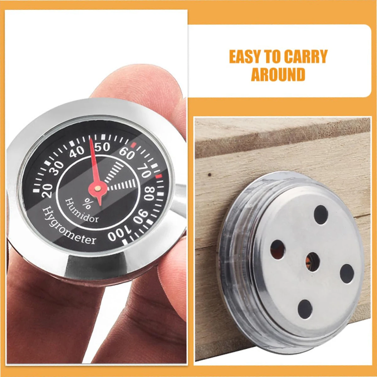 Mechanical Analog Hygrometer, Round Design, Perfect for Humidor & Indoor Humidity Monitoring