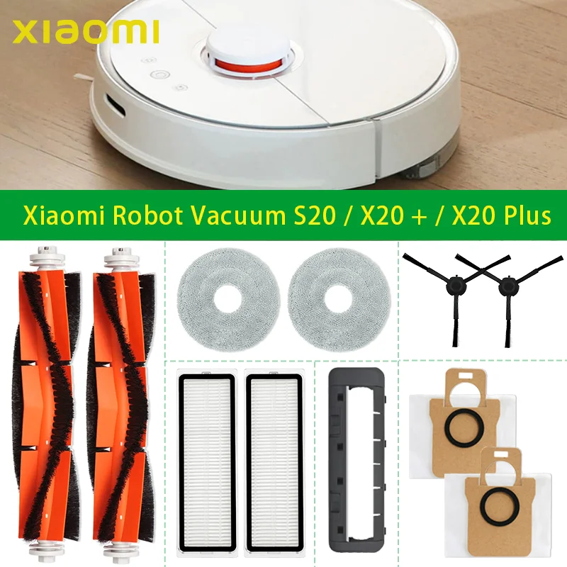 For Xiaomi Robot Vacuum S20 / X20 + / X20 Plus Parts Accessories Main Side Brush Hepa Filter Mop Cloth Dust Bag Replacement