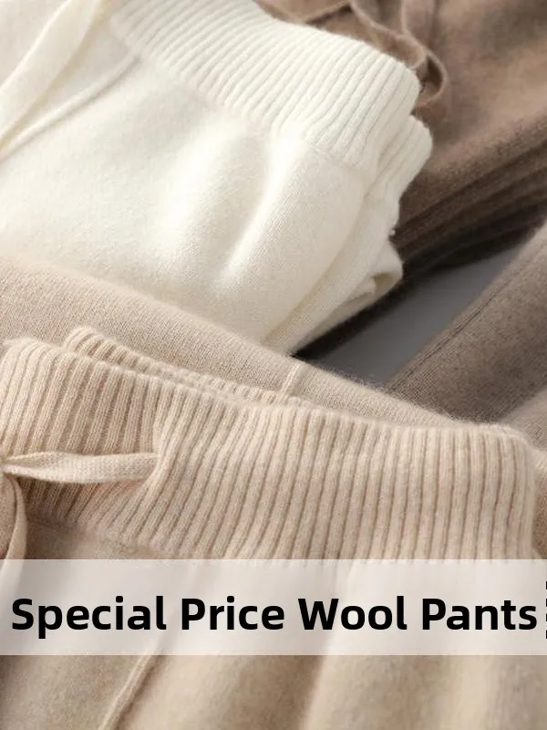 High Waist Knitted Wool Wide Leg Pants Autumn Winter Women's Loose Straight Casual Floor-Length Trousers Commute Style