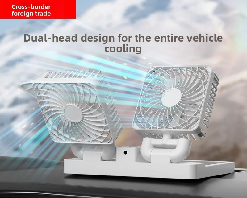 New Mini Fan Portable 5V Large Truck USB Universal Interface Double Head Solar Endurance Car Fan