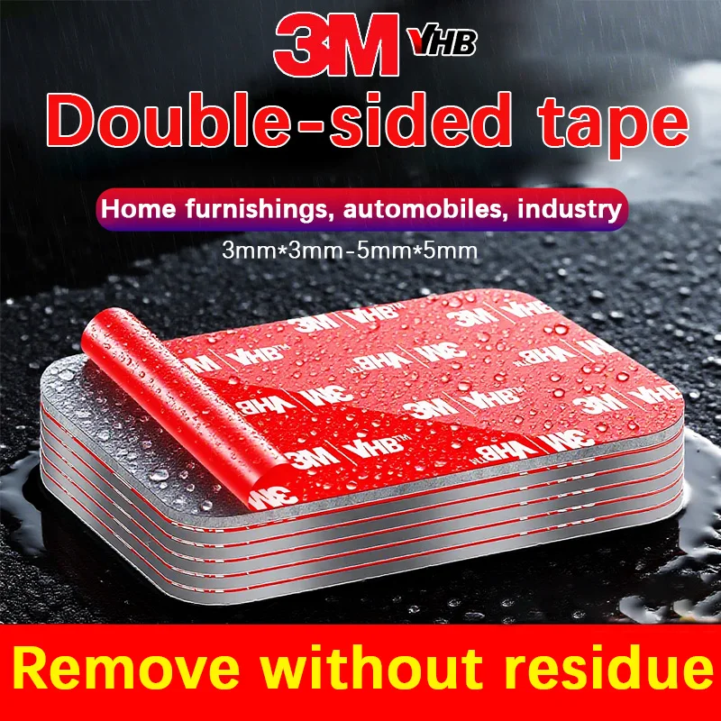 3M Strong Double-Sided Adhesive Tape - Fixing on Walls, Home Use, Vehicles, Circular and Square Shapes - No Residue Adhesive