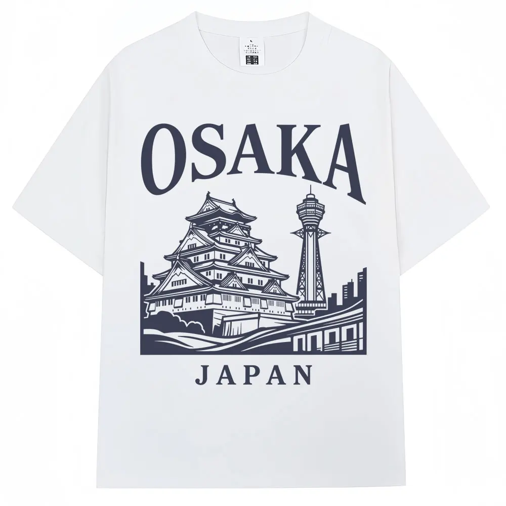 Japanese Style Osaka Print T-shirts Travel Destination Souvenir Men Women Fashion Vintage Short Sleeve Oversized Cotton T Shirts