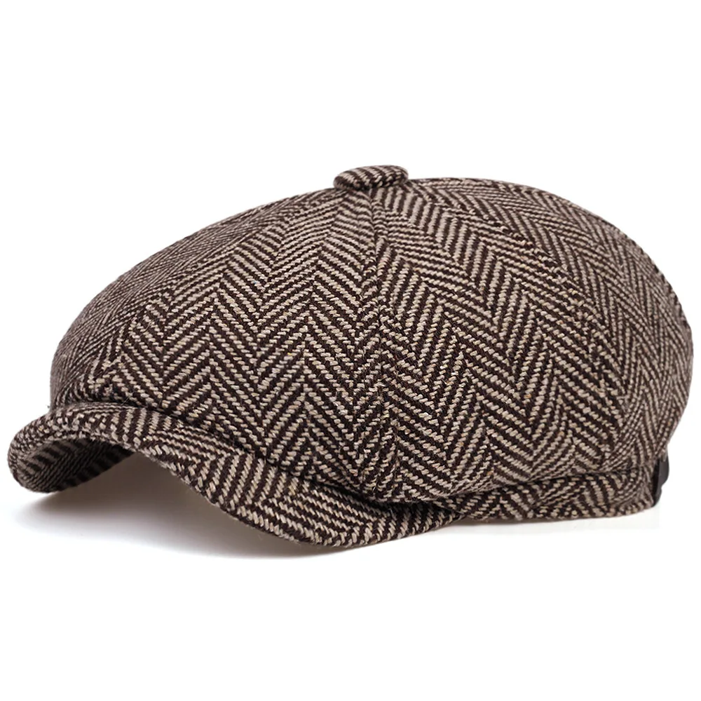 Retro spring and autumn casual wool British octagonal hat men's duck tongue Hat Beret men's autumn and winter women's daily chil