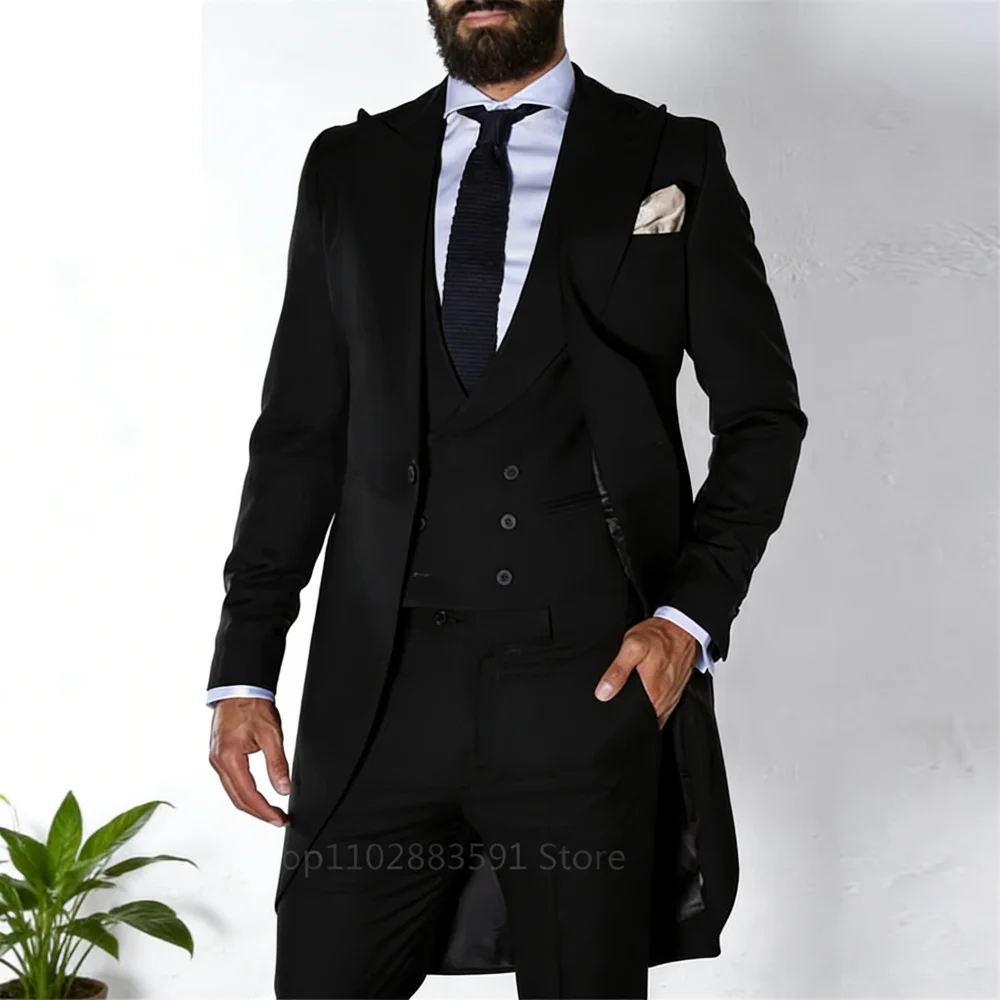 Men's Tailcoat Tuxedo in Royal Blue Made to Measure Wedding Groomsmen Long Fashion Blazer Smoking Suit Customizable Male Traje