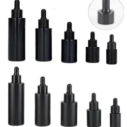 10X 20ml 30ml 40ml 60ml Frosted Black Thick Round Shoulder Glass Dropper Essential Oil Bottle Glass Dropper Portable Refillable