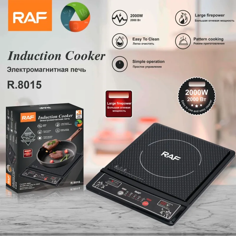 

2000W Portable Induction Cooker, Home Button Intelligent Stir Fry Hot Pot Waterproof Ceramic Panel, Kitchen Appliances