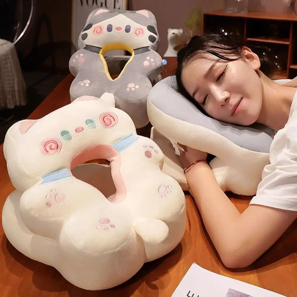 

Double-sided Hand Warmer Pillow Super Soft Keep Warm Cat Office Nap Pillow Hand Hold Plush&Ice Silk Cat Pillow Stuffed Toy