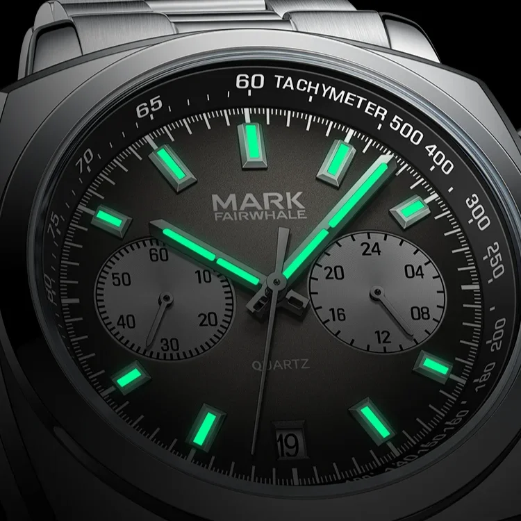 Mark FairAndorra-Montres étanches en acier inoxydable pour hommes, montre d'affaires décontractée, veilleuse, quartz haut