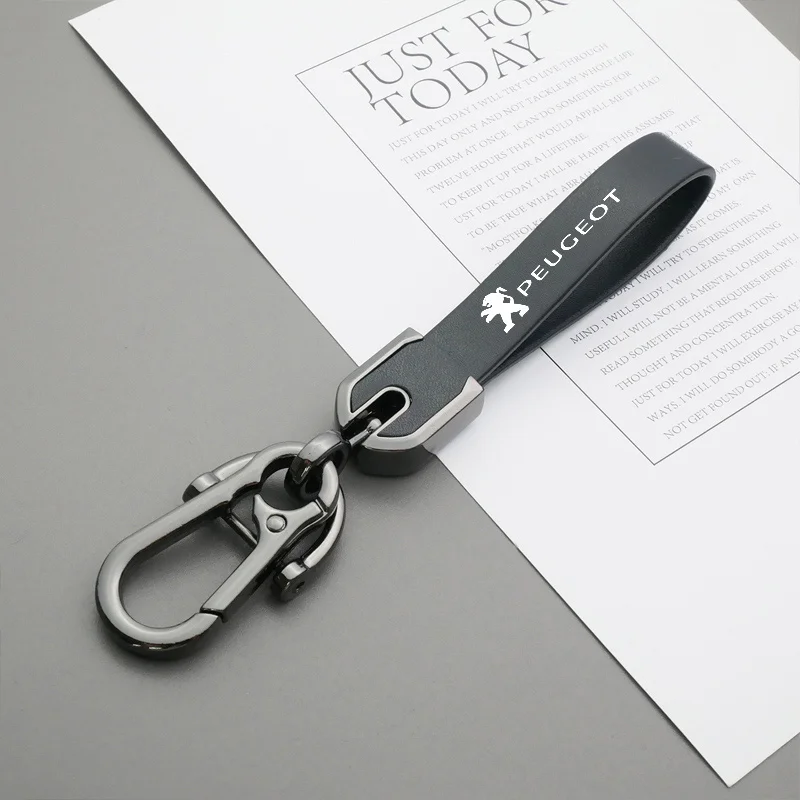 Leather Car Styling Keychain Key Ring Chain Emblem Gifts For Peugeot 408 4008 308 3008 Rifter 5008 508 2008 208 301 RCZ 407 108