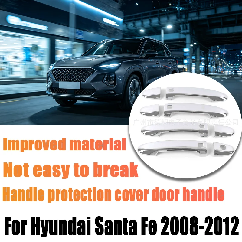 For Hyundai Santa Fe 2008-2012 Door Handle Cover, Exterior Handle Trim Sticker, Car Decorative Accessory