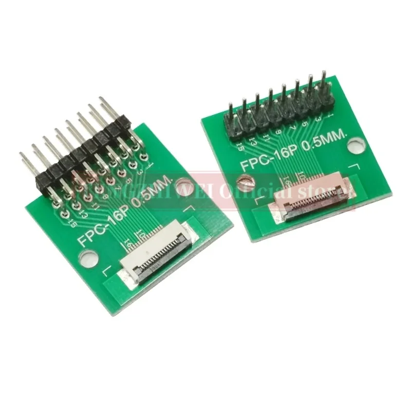 5 Stuks Ffc/Fpc Adapter Board 0.5Mm-16P Tot 2.54Mm Gelaste 0.5Mm-16P Flip-Top Connector Gelaste Rechte En Gebogen Pin Headers