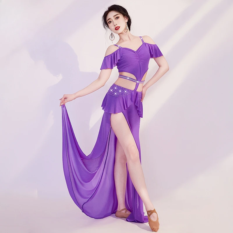 

BellyDance Practice Clothes Women Comfortable Light and Stretch Water Yarn Dress Elegant Oriental Dance Performance Costumes