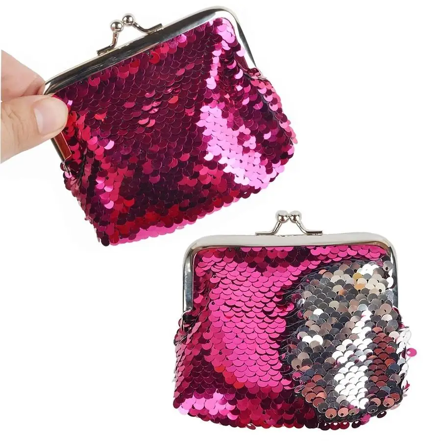 1/5/10/20/50/100pcs Fashion Sequin Coin Purse, Flip-top Sequin Pouch, Mermaid Sequin Makeup Bag, Small Travel Pouch for Keys and