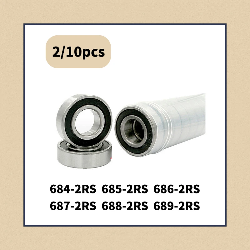 2/10pcs 684 685 686 687 688 689 2RS The Rubber Sealing Cove Thin Wall Deep Groove Ball Bearings