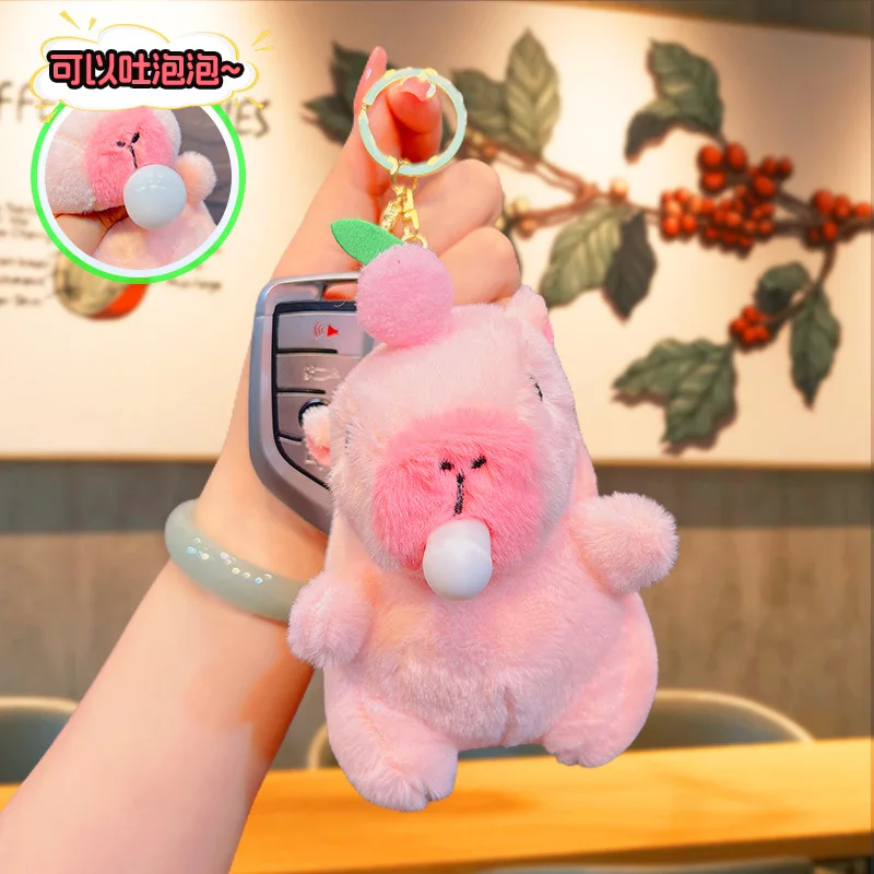 Kawaii Pendant NEW Plush Bubble Blown Keychain Capybara Backpack Cute Doll Pendant Keychain Doll Small Pendant Keychain Gift