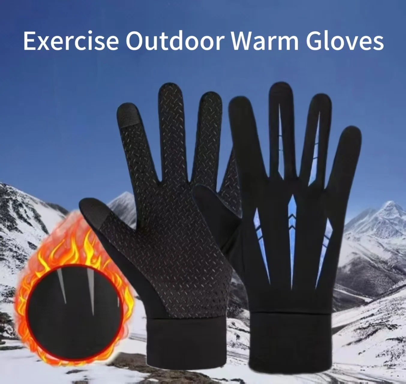 

Warm Gloves for Men Motorcycle Winter Windproof Gloves Water-Repellent Cycling Takeaway Touch Screen Fishing Non-slip Gloves