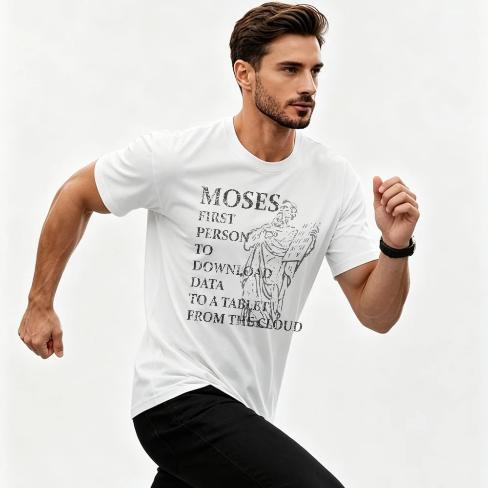 Funny Moses Shirt Christian Praise Commandments Humor Tee T-Shirt Streetwear Casual Regular Short-sleeved Summer Tops O-neck