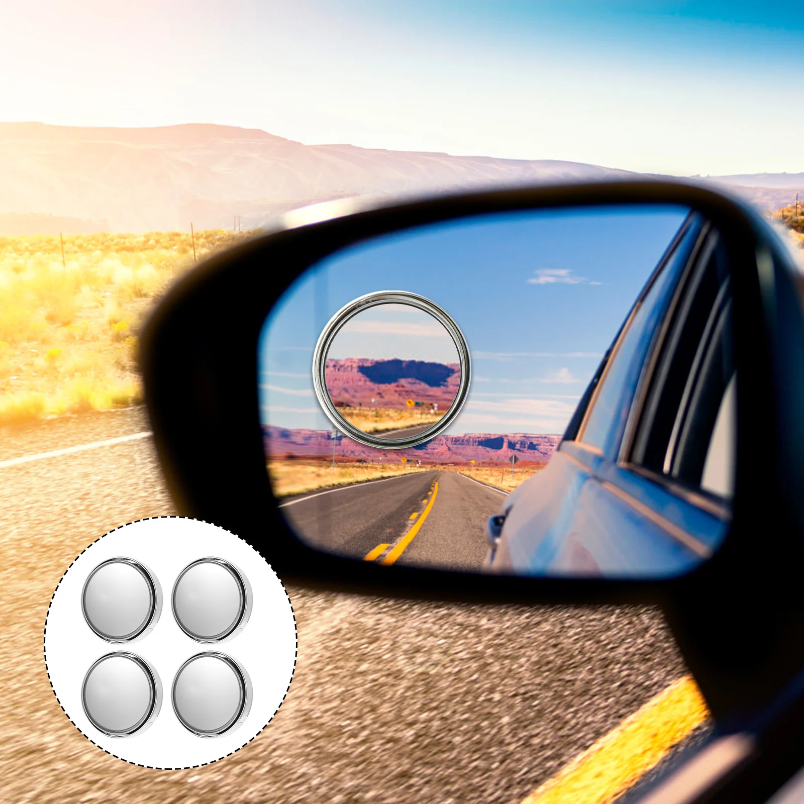 

2Pairs Car Side Mirror Blind Spot Rotatable Push Type Mirror Improved Safety When Changing Lanes Parking Reversing Auxiliary