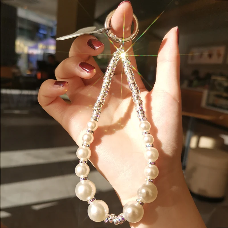 

Crystal Bead Pendant Mobile Phone Strap Anti-lost Lanyard Bracelet Wrist Weaving Carrying Outdoor Trendy Luxury Style