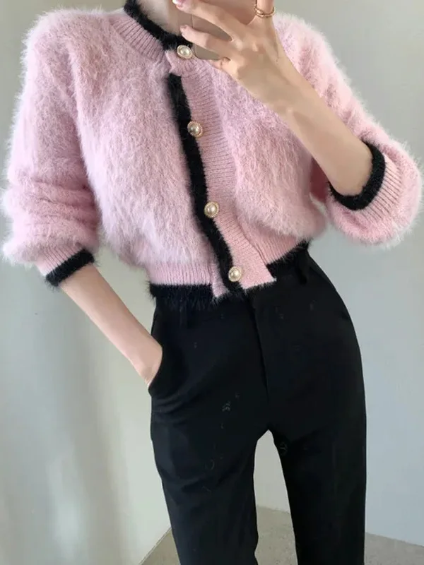 Chic ort Thiened Knitted Cardigan Women's Korean Sle Loose Fit Faux Mink Vest Top plus Size Spring Summer Online Exclusive