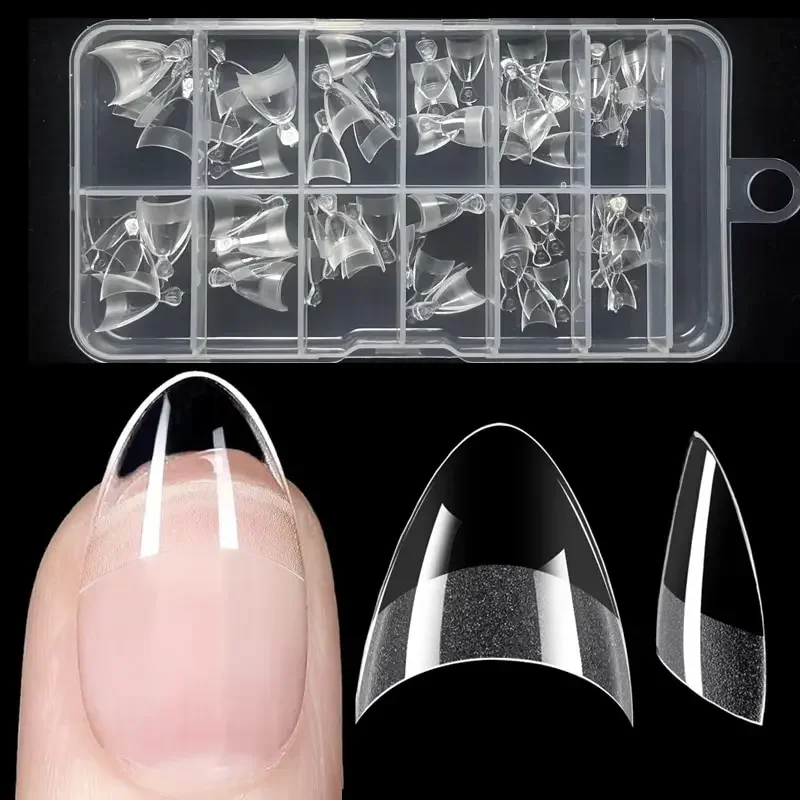 

120pcs Half Cover Almond Fake Nails Half Matte Pre Buff Acrylic Nails Extra Short Almond Shape Gel Nail Tips 12 Sizes Easy Use