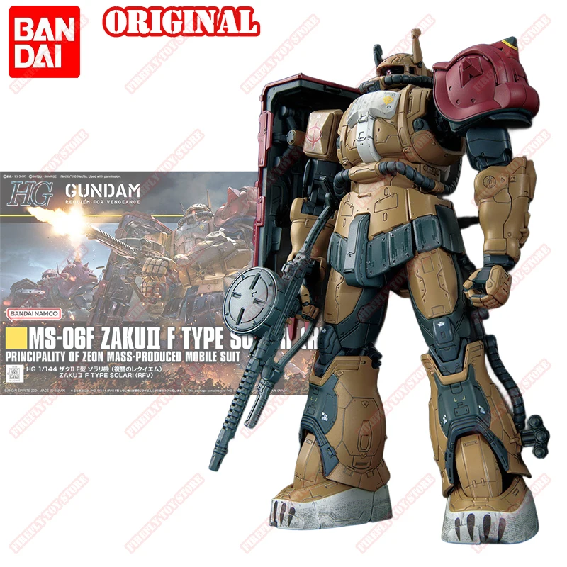 

BANDAI Original GUNDAM EX Animation Peripheral Toys HGRFV ZAKU2 Solari Assembly Movable Anime Action Model Figures Collection