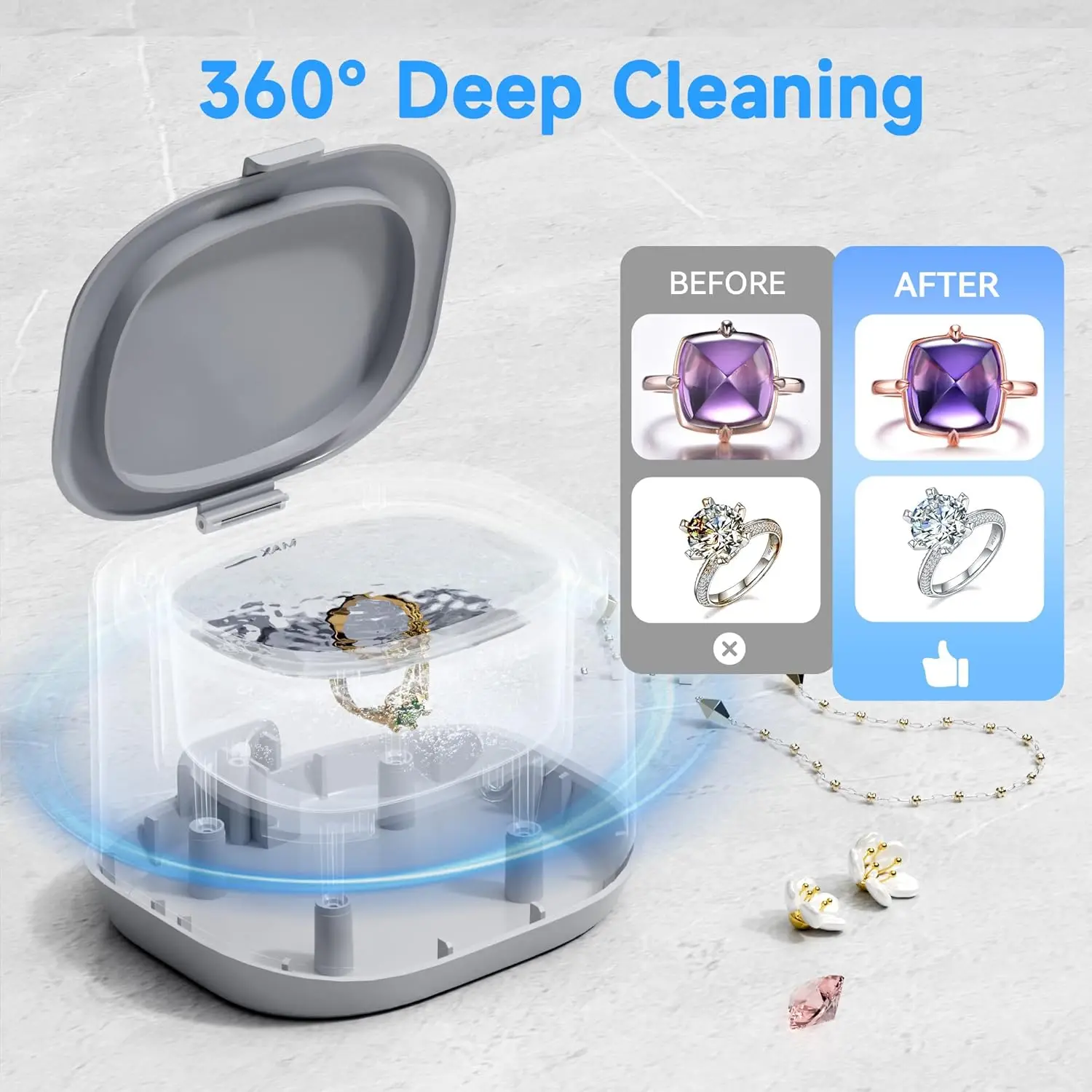 2025 New Ultrasonic Cleaning Machine for Tooth Aligners and Jewelry, Portable Ultrasonic Jewelry Cleaner