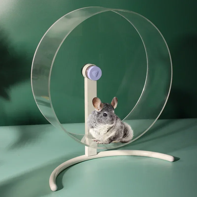 Dia45cm wholesale  acrylic mute  running wheel with stand for  chinchilla  Hedgehog silent running wheel hamster running wheel